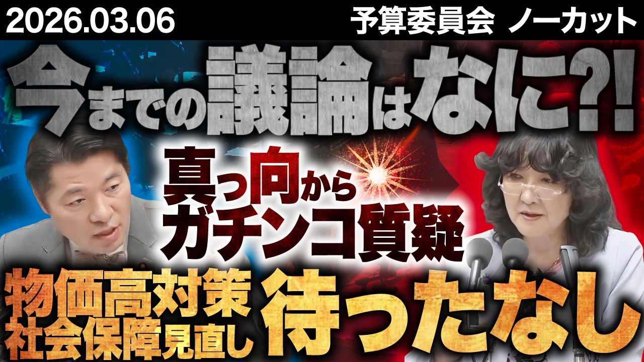 今までの議論は何なの⁉慎重な政府と日銀副総裁に真っ向からガチンコ質疑!「責任ある積極財政」やるなら物価高対策と社会保障の見直しは待ったなし!【予算委員会 イラン情勢 片山大臣 高市政権】