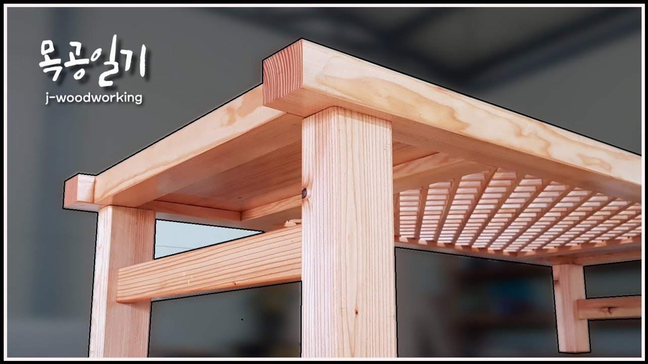 изготовление невысокого стола [обработка дерева] making low table with K-door table top[woodworking]