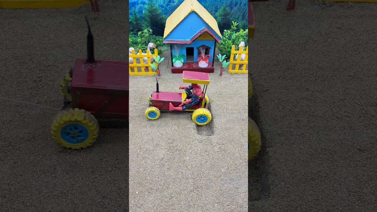 DIY Mini Tractor Village Model 🚜 | Handmade Toy Tractor | Shorts