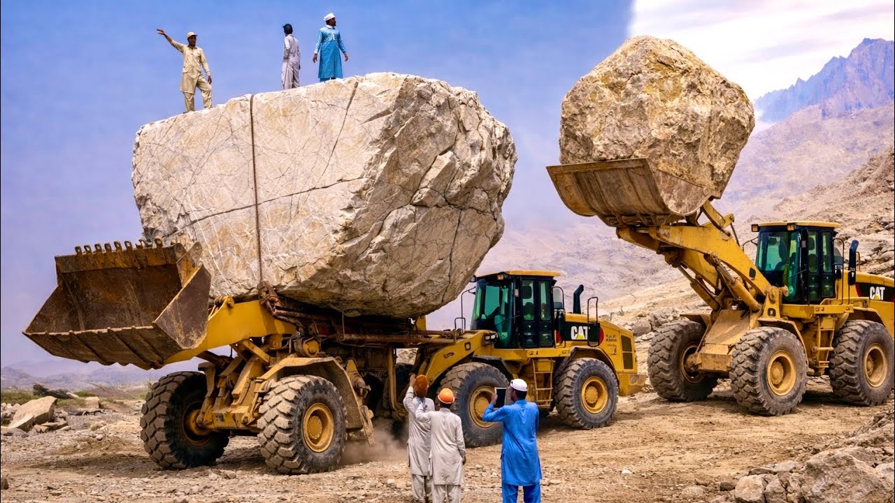 Extreme Mountain Big Truck Loading | Marble Cutting & Giant Stone Process 😱🔥