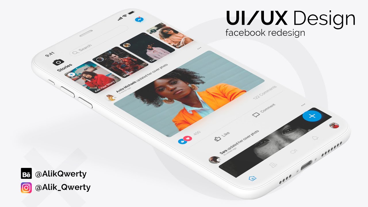 Facebook UI/UX Redesign Concept - Designed with Adobe XD
