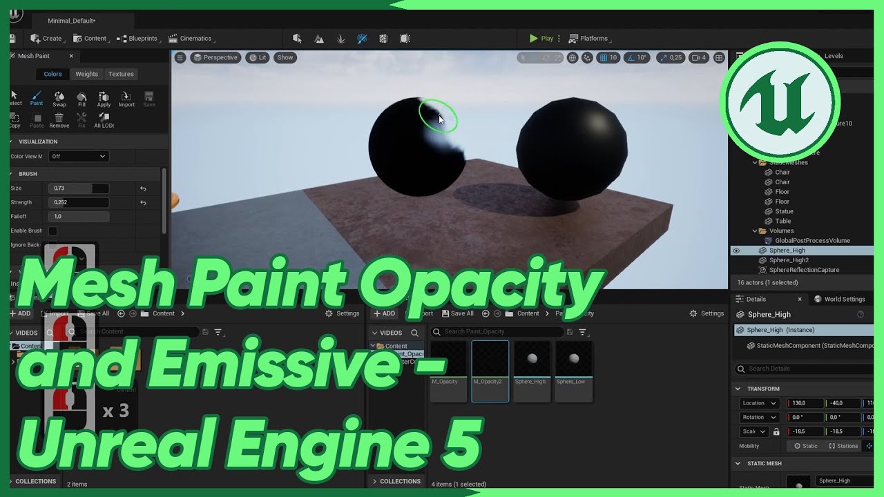 Mesh Paint Opacity and Emissive - Unreal Engine 5