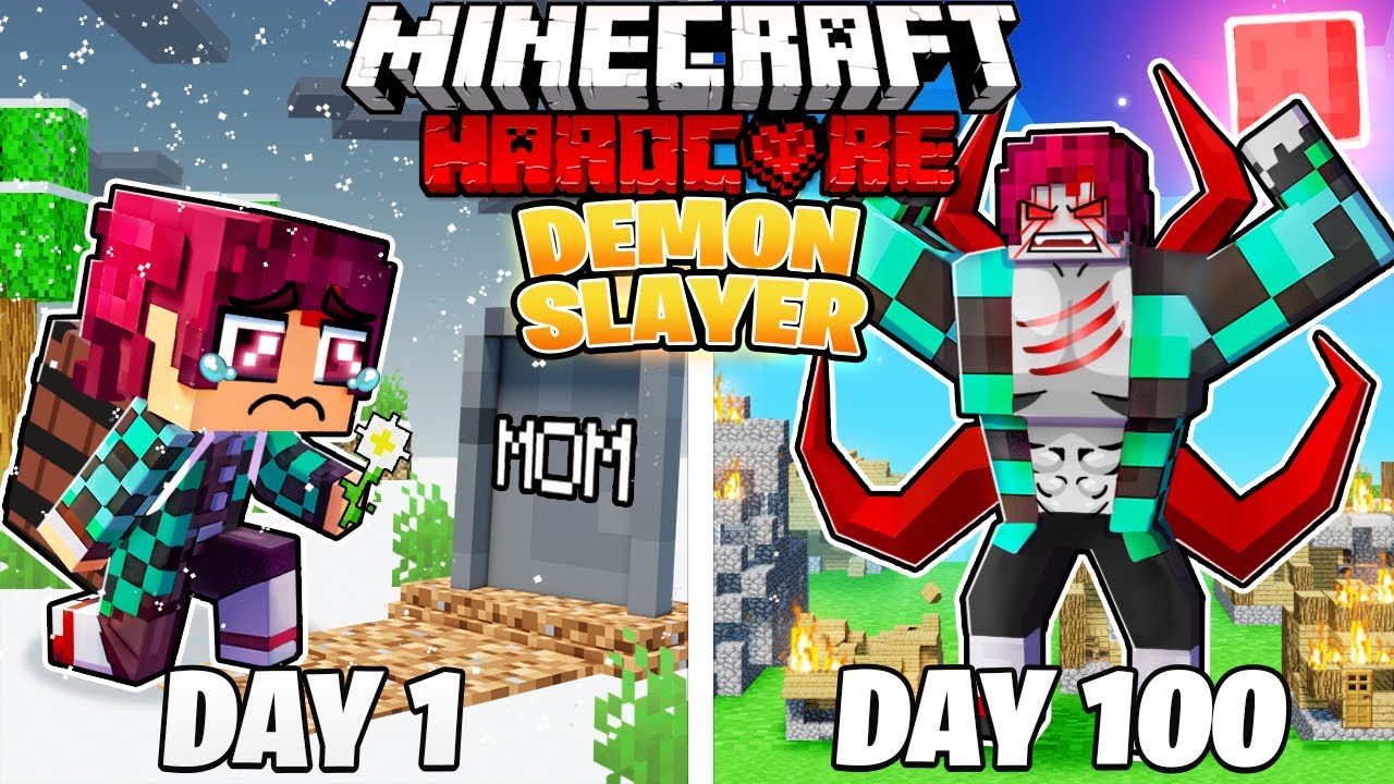 I Survived 100 DAYS as a DEMON SLAYER in HARDCORE Minecraft!