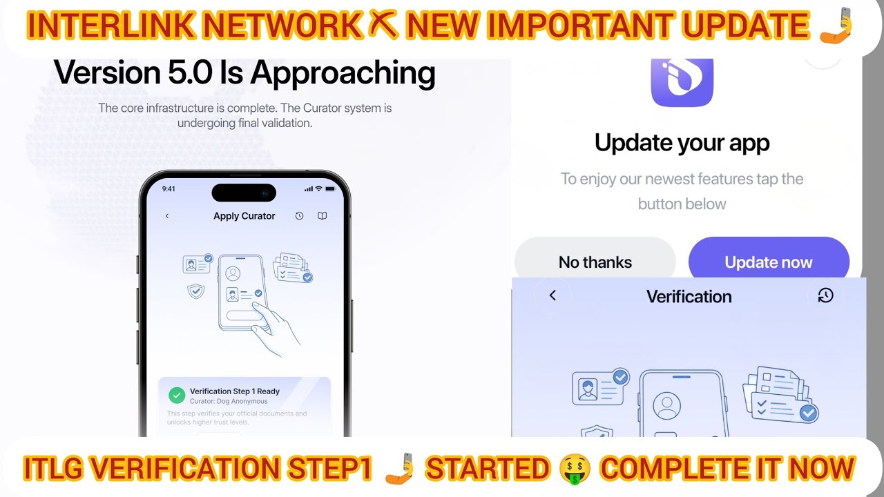 INTERLINK NETWORK ⛏️ NEW IMPORTANT UPDATE 🤳 ITLG VERIFICATION STEP1 🤳 STARTED 🤑 COMPLETE IT NOW 