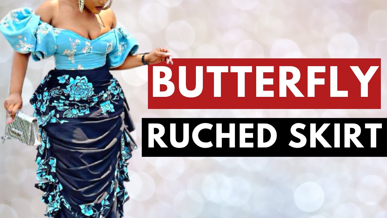 BUTTERFLY RUCHED SKIRT | Cutting & Stitching | Ruched Skirt | How to Make a Ruched Skirt | The Silem