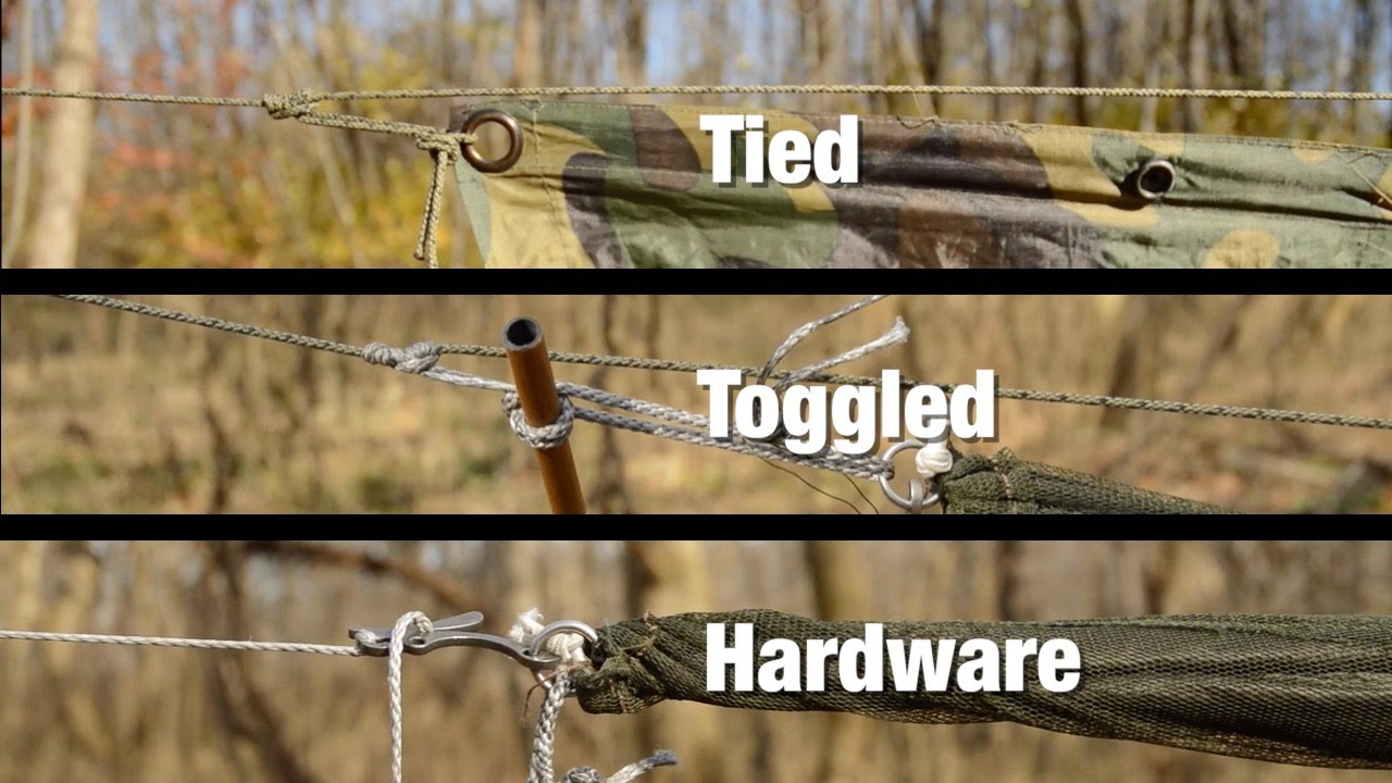 3 Tarp Ridgelines: Tied, Toggled & Hardware