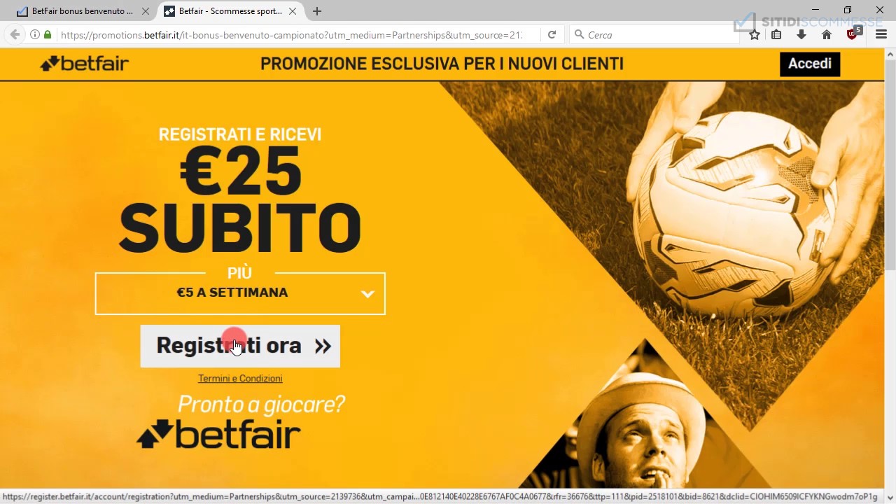 BetFair Bonus scommesse sportive