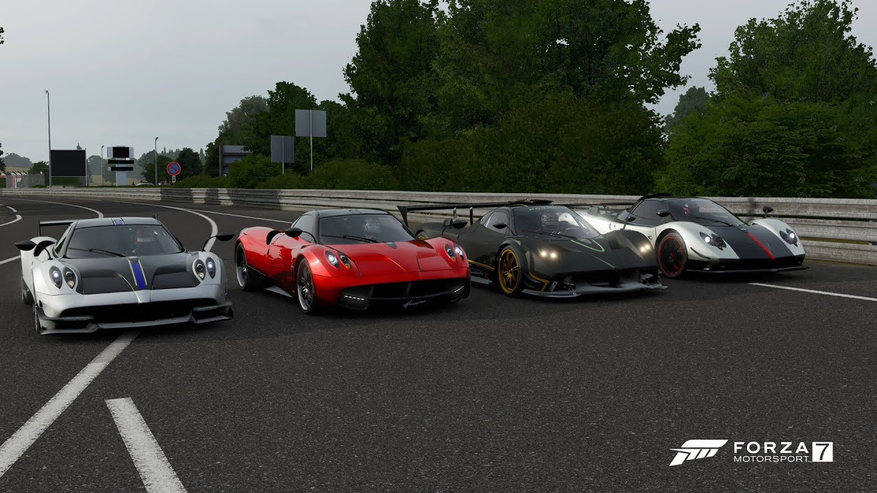 Forza 7 Drag race: Pagani Huayra BC vs Huayra vs Pagani Zonda R vs Zonda CInque (Pagani Showdown)