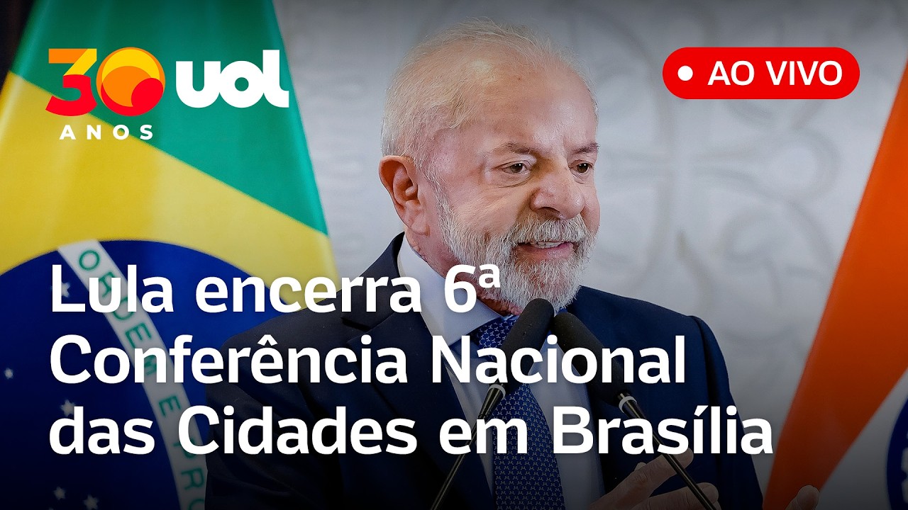 Lula fala ao vivo durante o encerramento da 6ª Conferência Nacional das Cidades, em Brasília