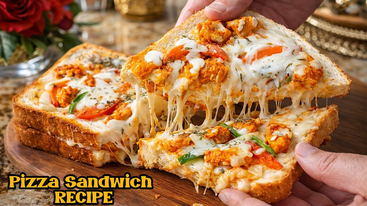 Pizza Sandwich | Cheesy Bread Pizza Sandwich Recipe | Street Style Pizza Sandwich at Home