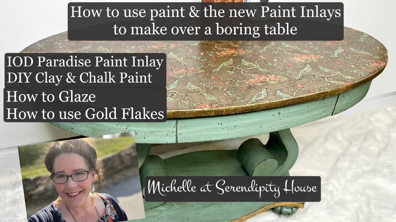How to use Paint & IOD Paint Inlay to Makeover a Wood Table