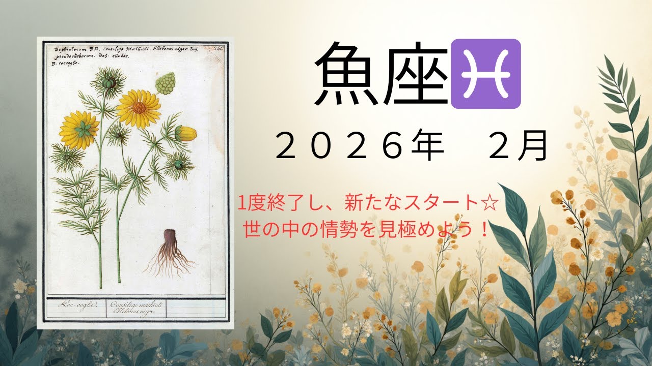 2026年　2月　【魚座♓】タロットリーディング＆ワンポイントヨーガ　１度終了し新たなスタートを開始する　世の中の情勢を見き分けましょう！