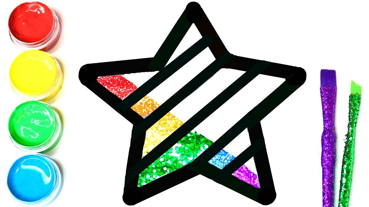 💖 Glitter Rainbow Star Coloring Page | Drawing and Coloring for Kids and Toddlers