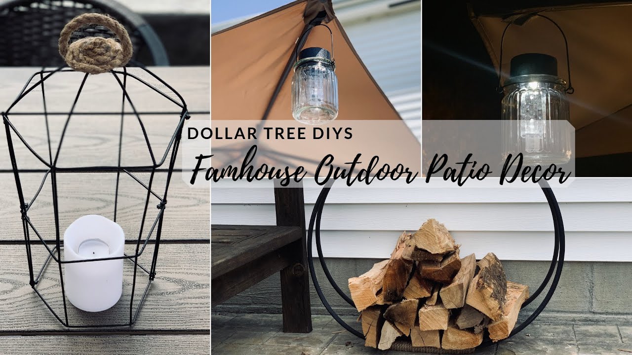 DOLLAR TREE DIY OUTDOOR PATIO DECOR|MODERN FARMHOUSE SPRING DECOR