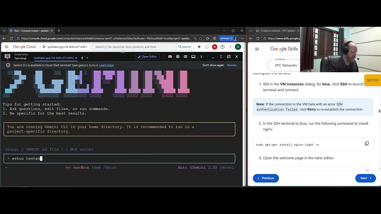 Google Arcade Brasil - Google Skills - VPC Networks Controlling Access - GSP213