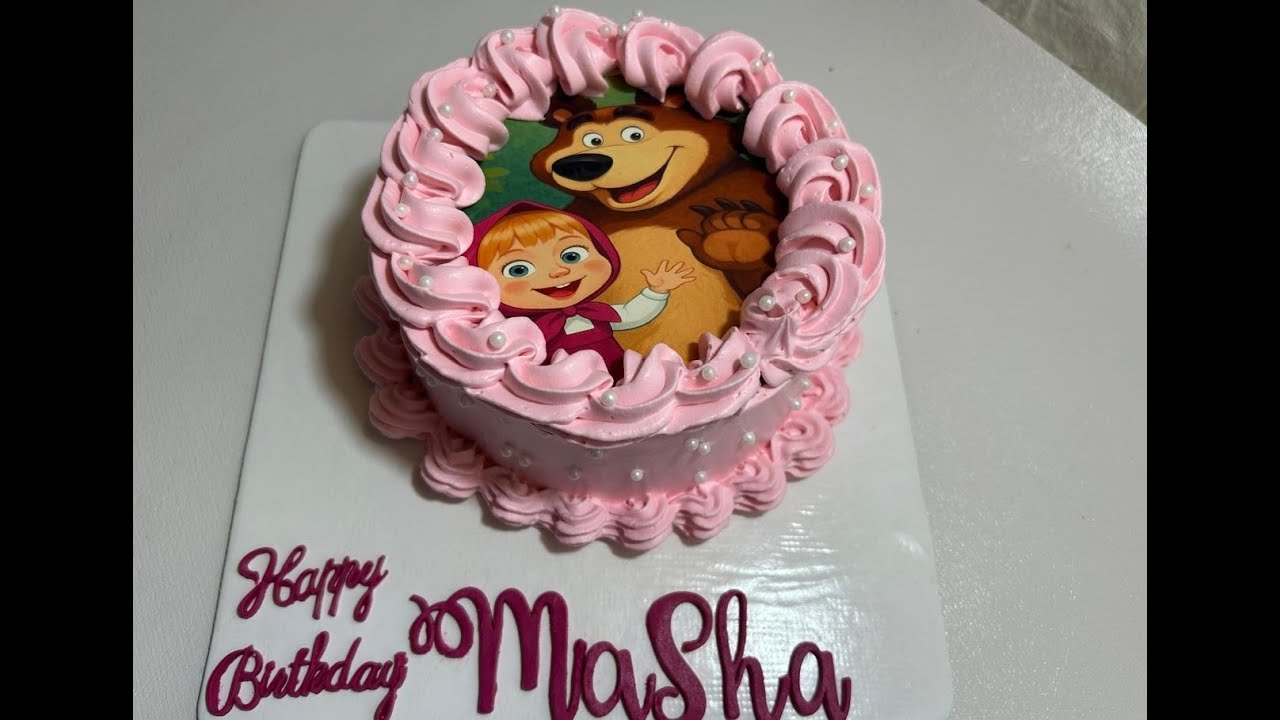 Masha and the Bear Theme Cake Cute Pink Birthday Cake Design