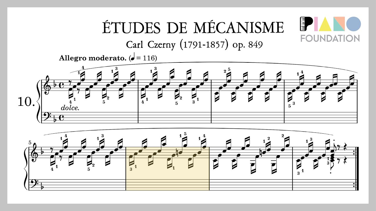 Czerny Op. 849 No. 10 at Full Speed (BPM = 116)