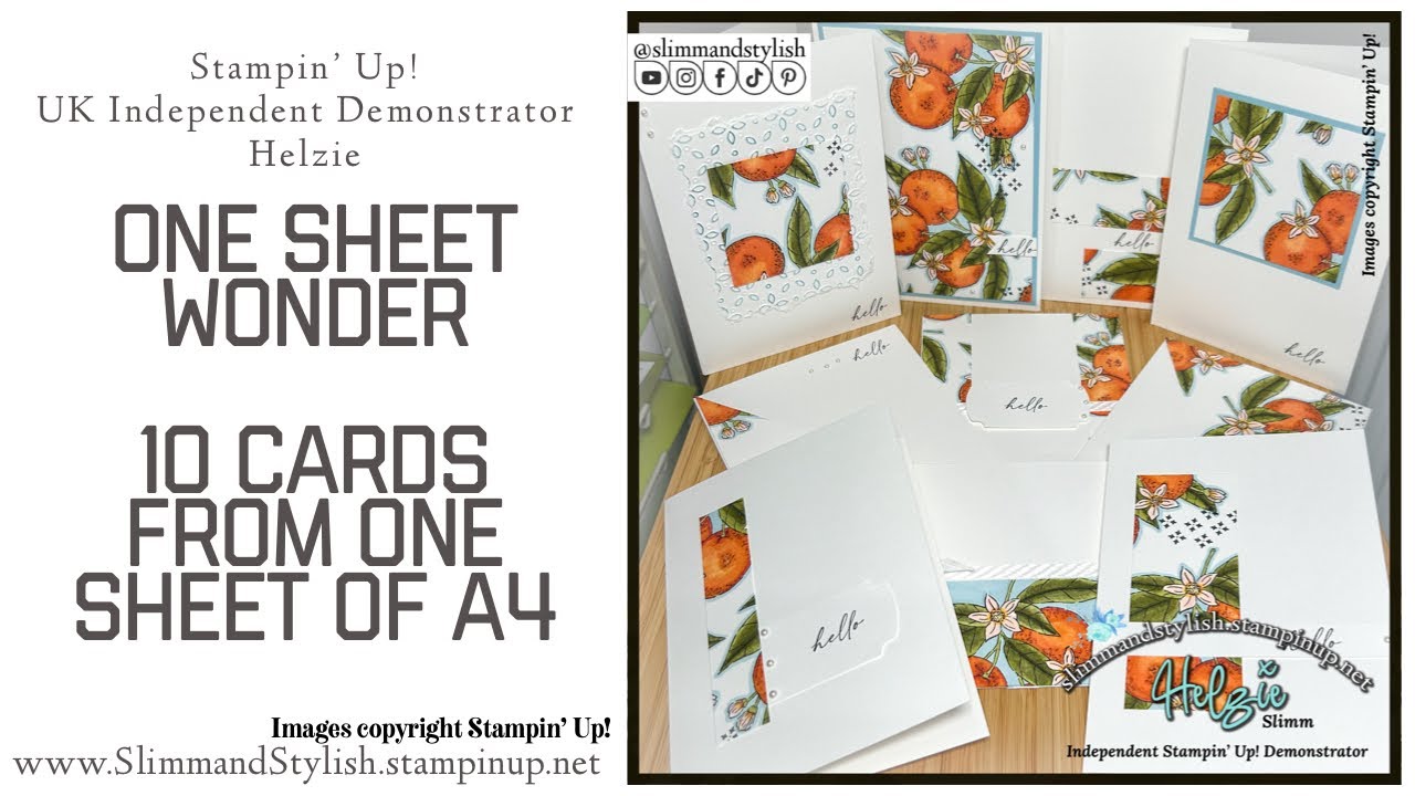 TEN Cards from 1 sheet of A4??  Stampin' Up! Citrus Blooms One Sheet Wonder - Template included.