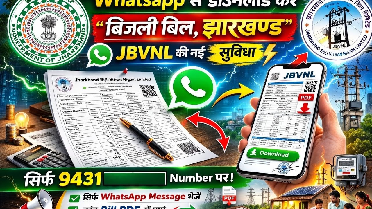 Whatsapp से बिजली बिल Download करें | झारखण्ड JBVNL Bill PDF Online 