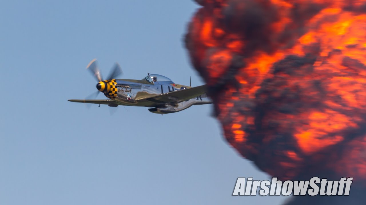 P-51 Mustang and B-25 Mitchell Bombing Runs and Formation Passes - Cleveland Airshow 2016