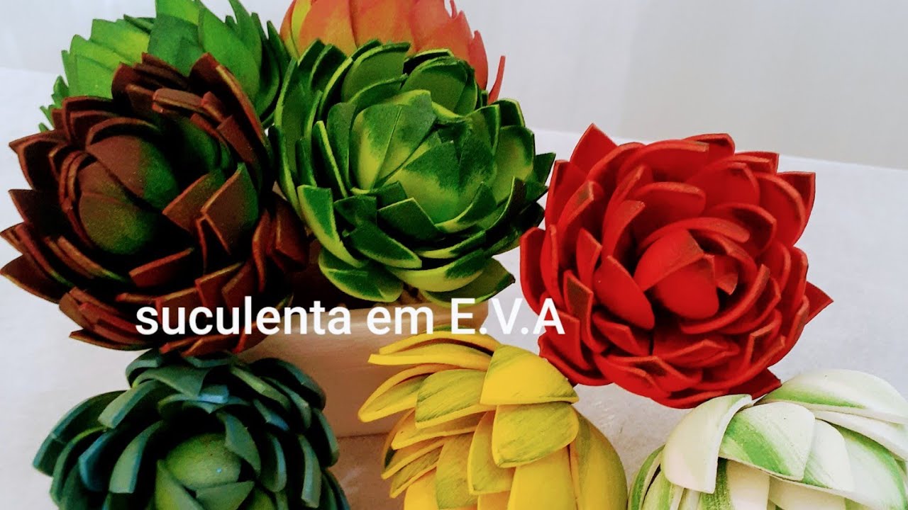 como fazer suculenta em E.V.A rápido e fácil @Rosailma Arte's