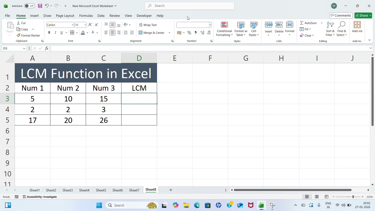 LCM function formula. #excel 