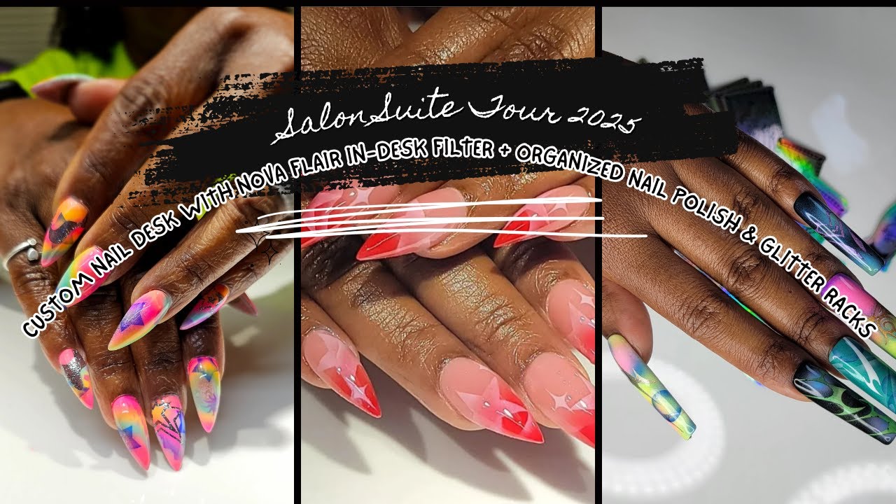 Salon Suite Tour 2025 | Custom Nail Desk r + Organized Nail Polish & Glitter Racks