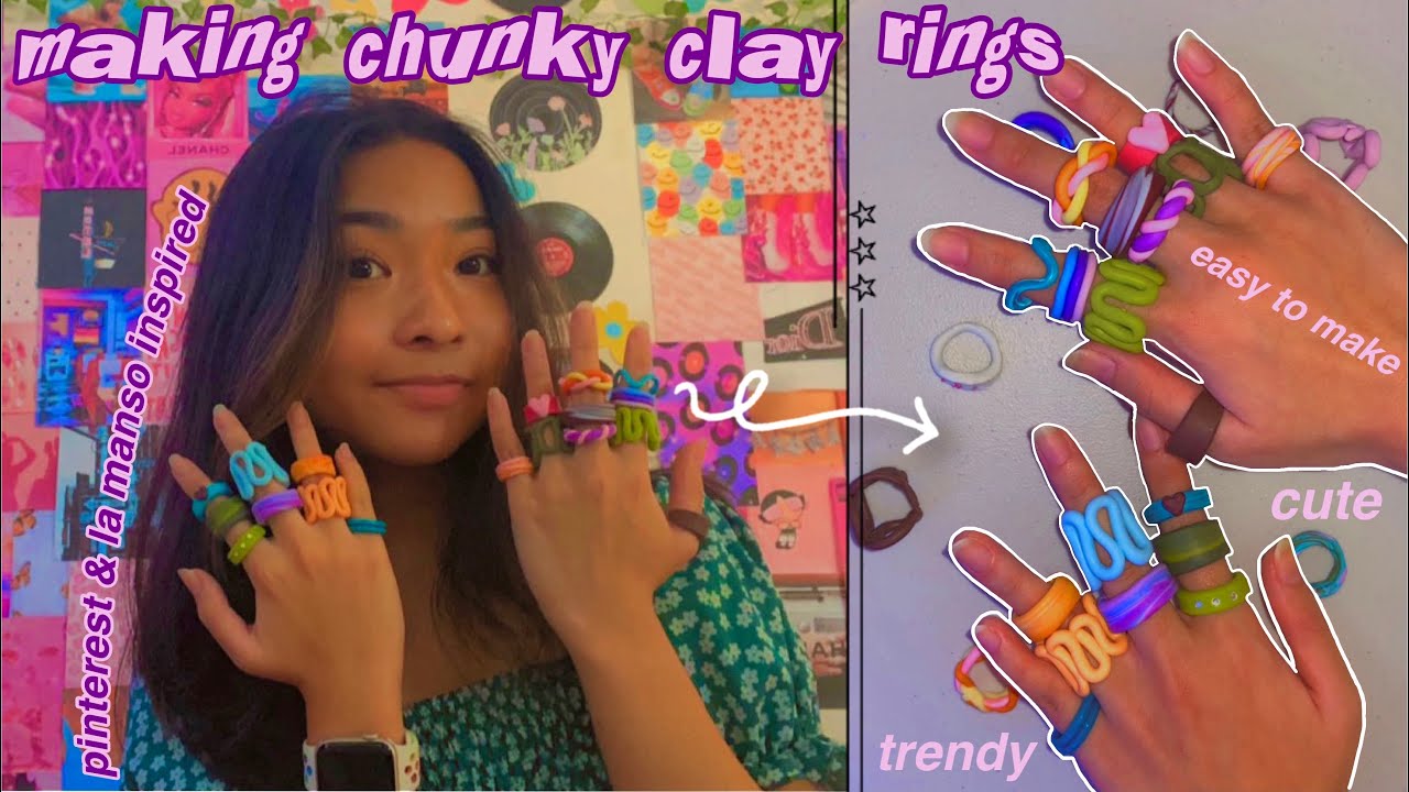 making diy chunky clay rings || pinterest & la manso inspired *trendy and aesthetic
