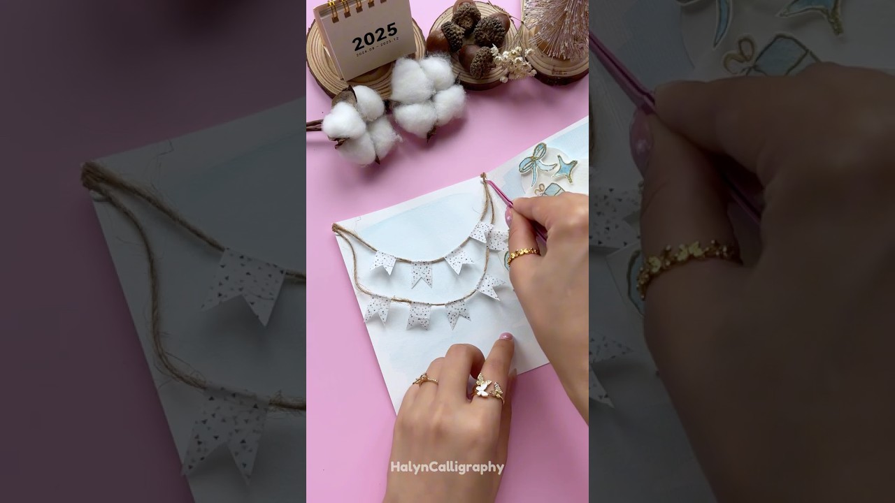 DIY Easy Birthday Card Idea✨ #shorts #halyncalligraphy #diy