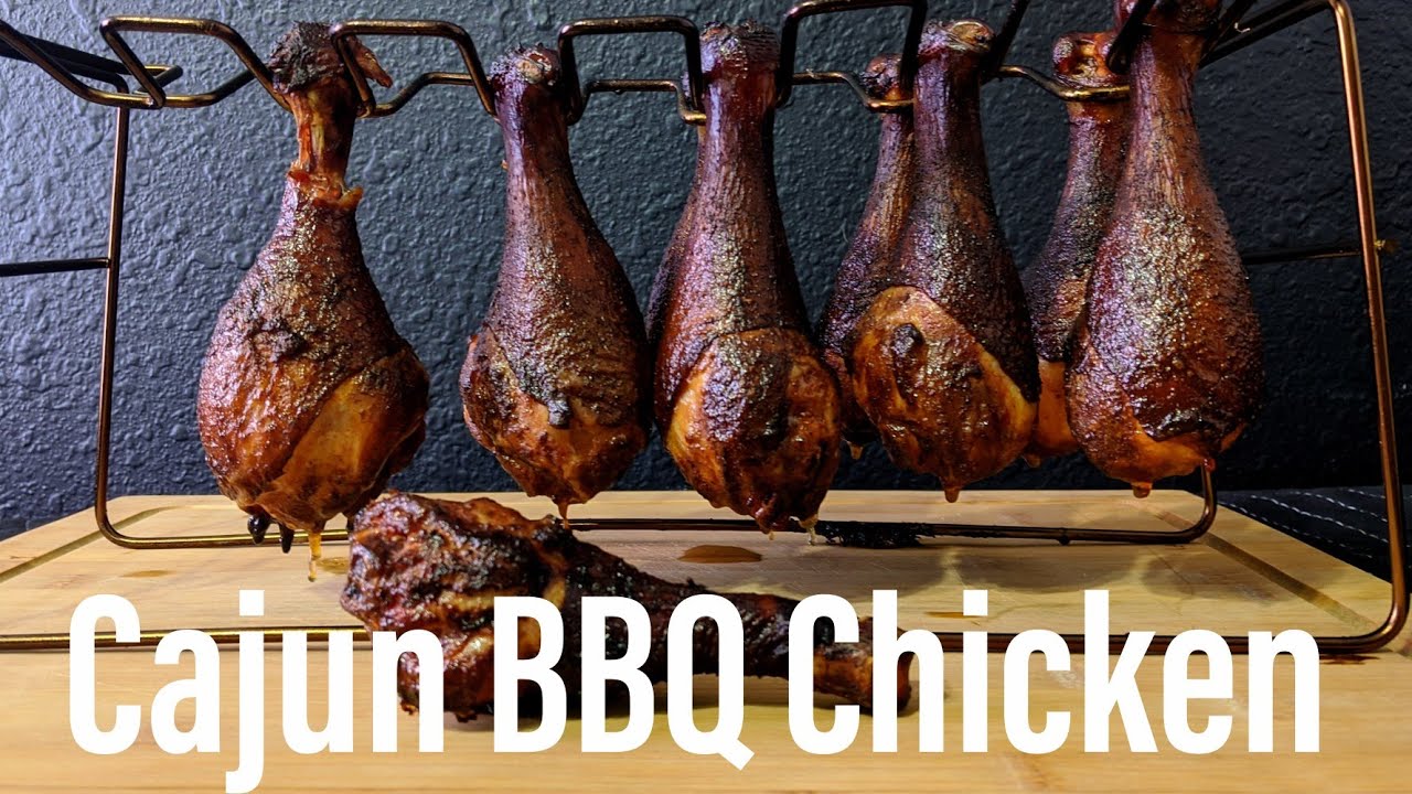Cajun BBQ Chicken On The Oklahoma Joe's Bronco Using The Bayou Classic Chicken Leg Hanging Rack