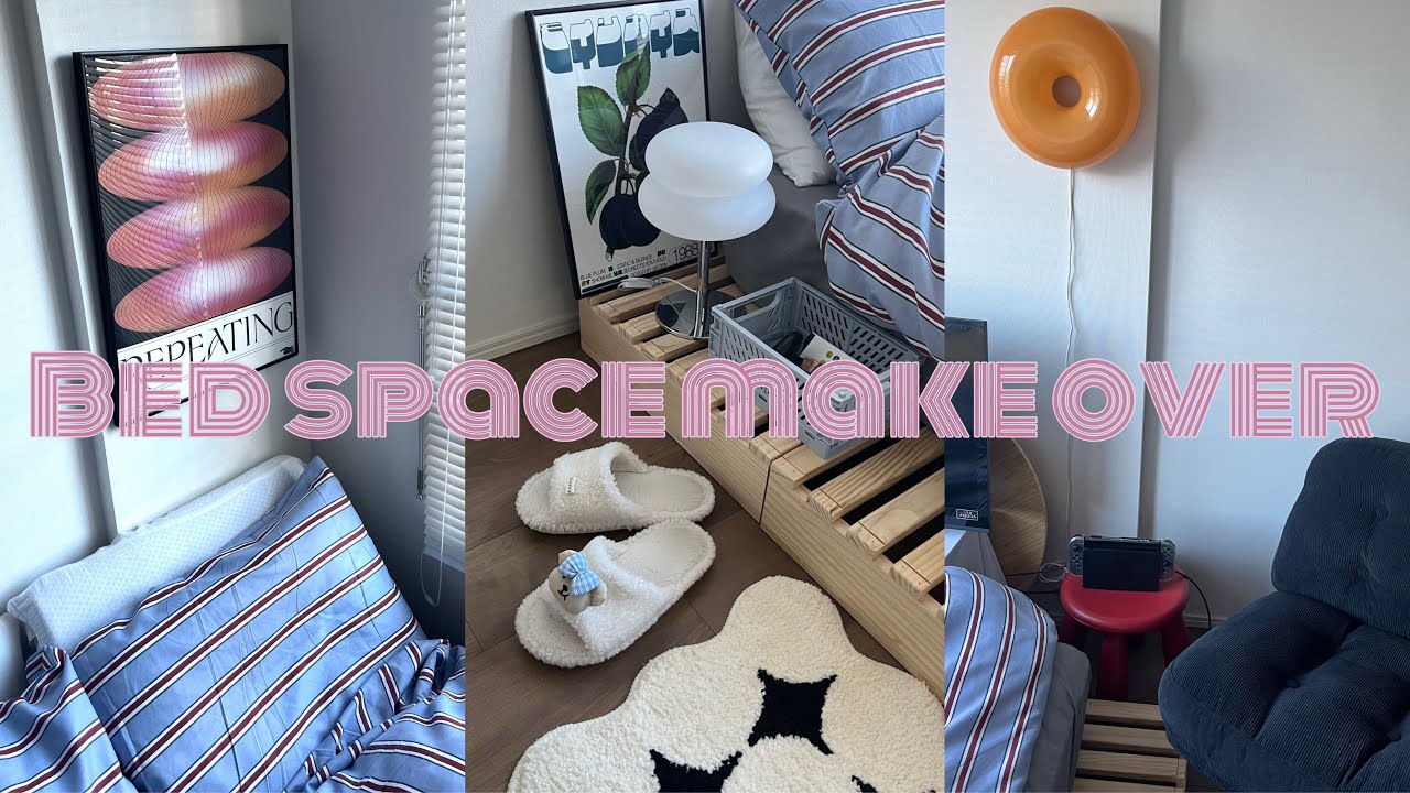 vlog｜bed space make over 🛏️🎟️、理想のお部屋作り、Pinterestでアイデア探し💡、IKEA購入品、unboxing、一人暮らし、アートポスター🌐