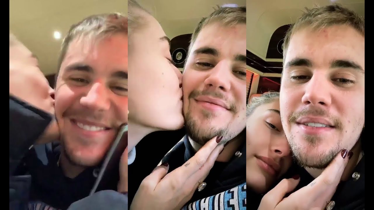 Justin Bieber being cute & kissed by his wife Hailey Baldwin Bieber - March 12, 2019