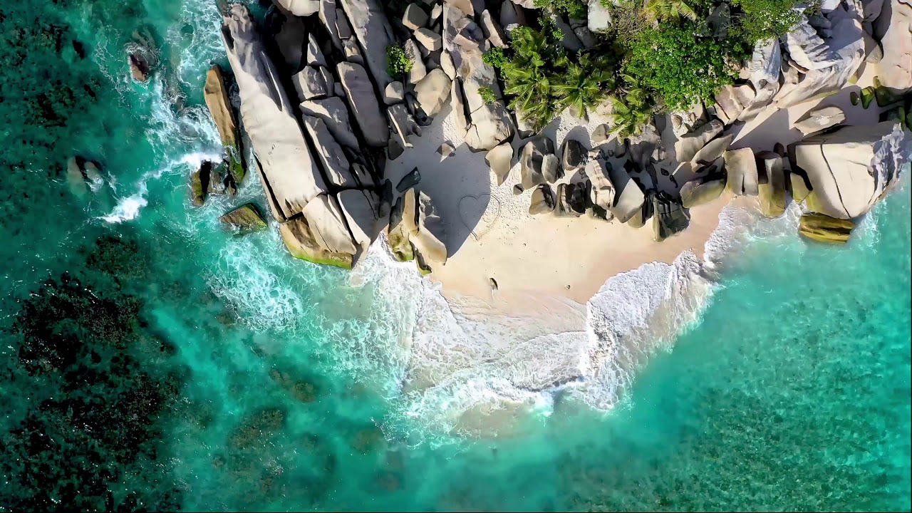 Beautiful Beach Blue Water - 4K Cinematic Aerial Stock Free