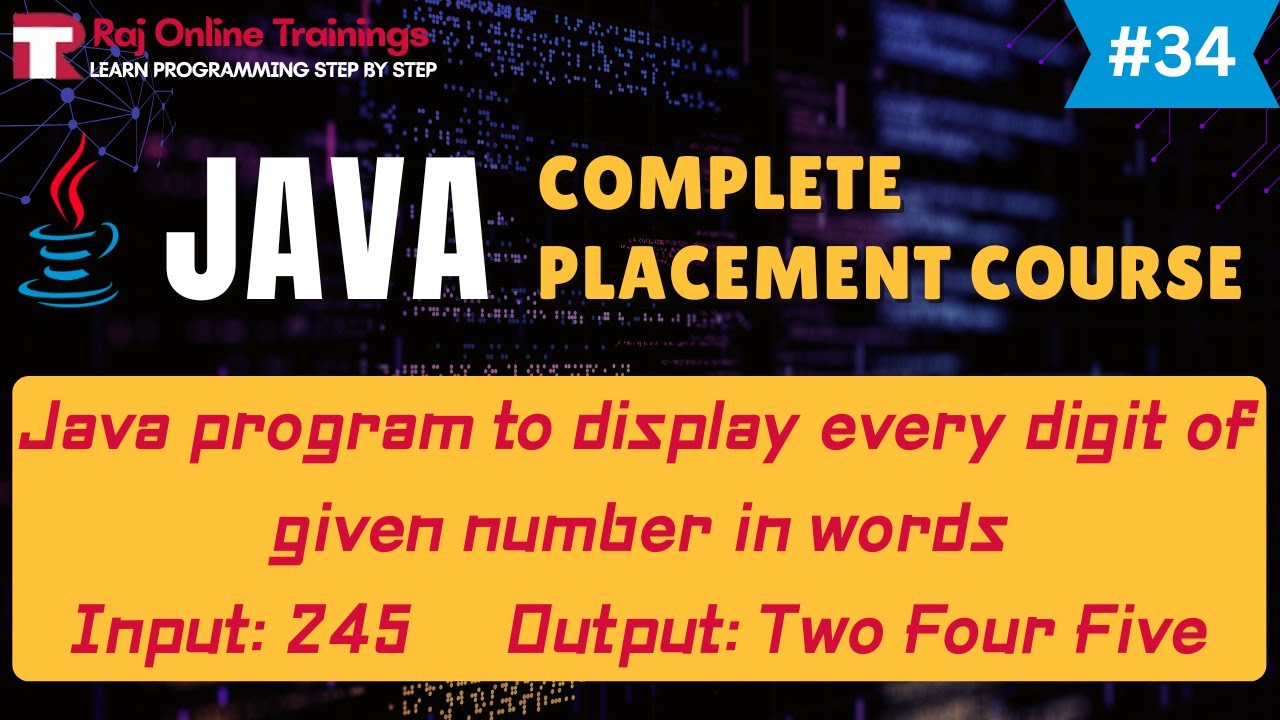 Программа на Java для отображения каждой цифры заданного числа словами | Полный курс подготовки к...