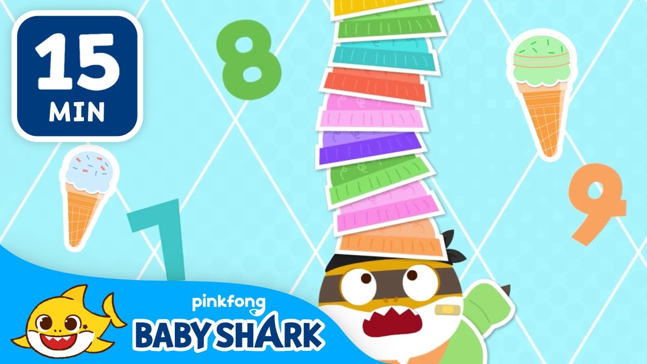 [15 min] Get Ready to Eat 10 Scoops of Ice Cream🍦 | 10 Little | Numbers | Baby Shark Official