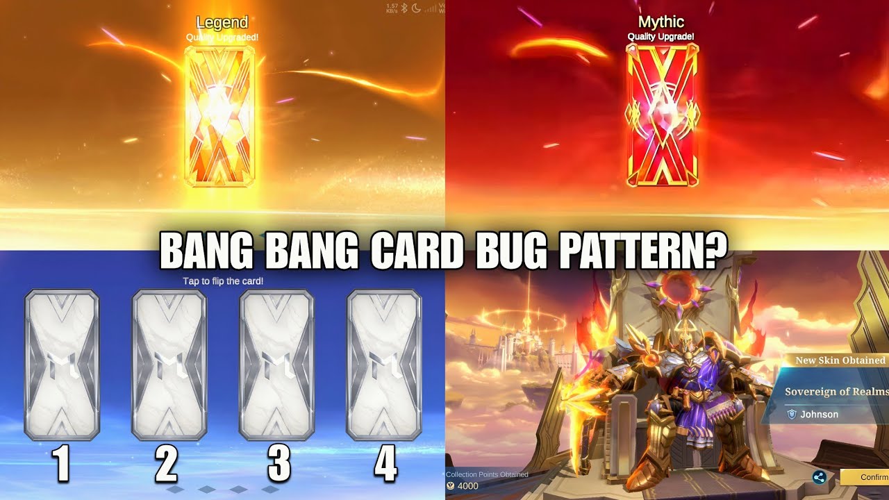 FREE LEGEND SKINS?! BANG BANG CARDS MYTHIC BUG PATTERNS EXPLAINED!