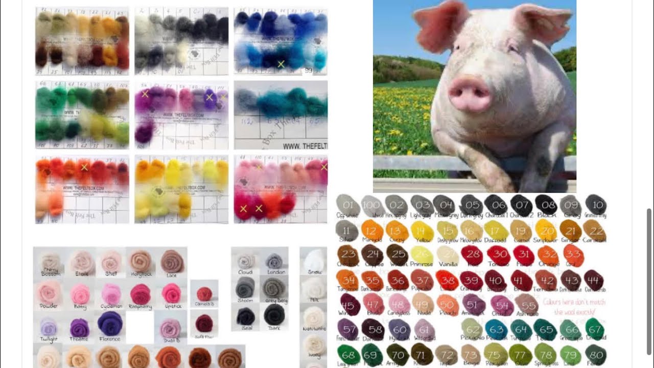 Needle felting wool  colour selection ￼