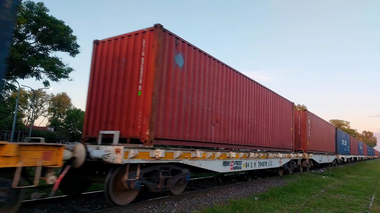 [4K] Tren cargado de NCA con la EMD GT-22CW 9039 pasando por Marcos Juárez al amanecer 🌅!!!!!!