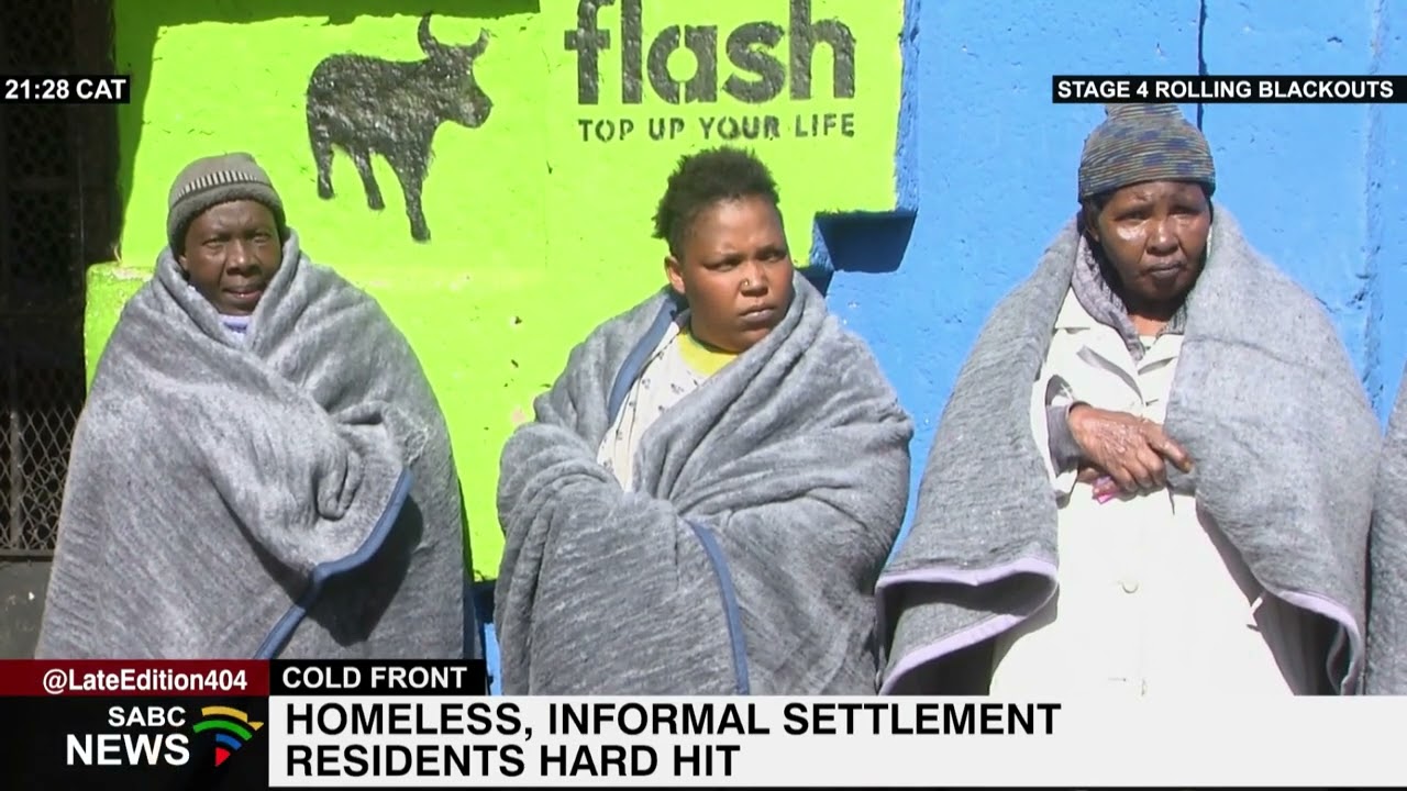 Homeless and informal settlement residents receive blankets to beat winter cold