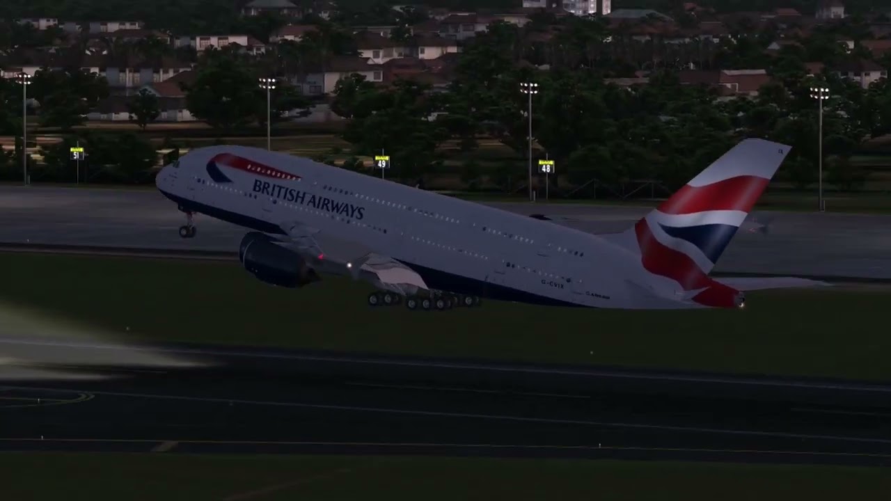 Airbus A380 & Boeing 747 departure Bali Denpasar Airport
