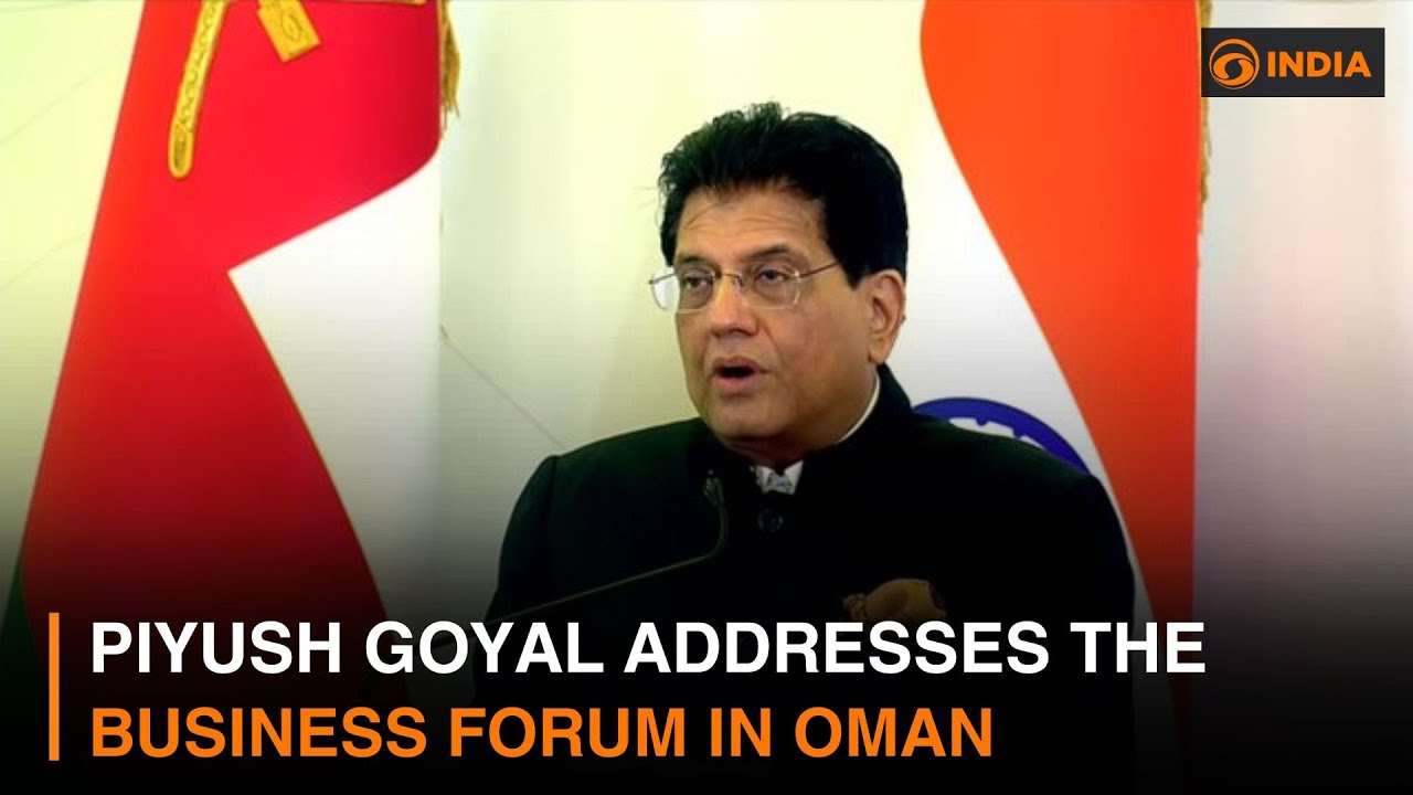 Piyush Goyal addresses the business forum in Oman