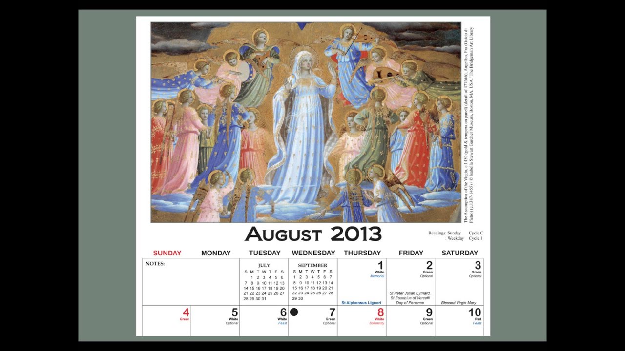 Columban - Calendar Art Guide - August 2013