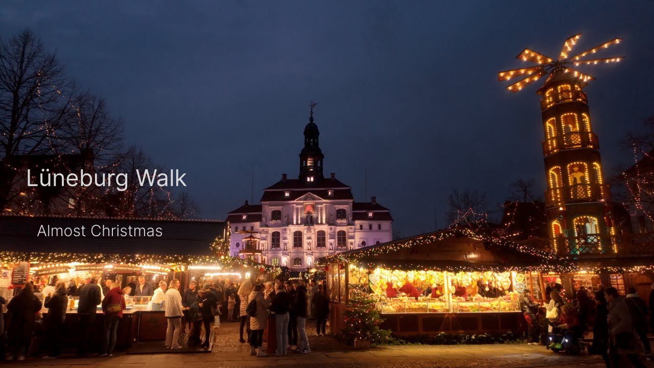 Christmas in Germany: Magical Evening Walk in Lüneburg [4K 60fps]