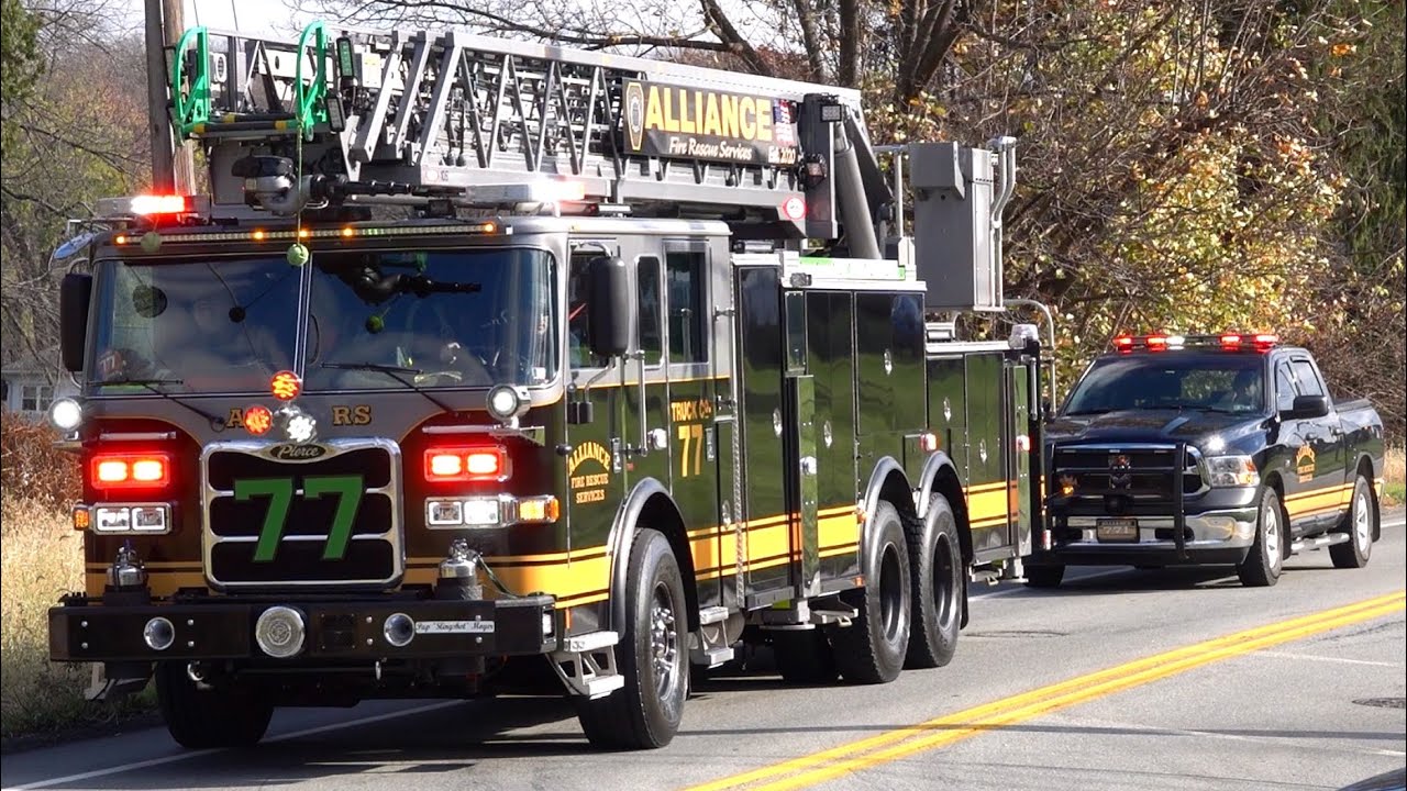 Alliance Fire Rescue Services Truck 77, Car 77-1 SAFER Engine 13-2 & YAUFR Battalion 89 Responding