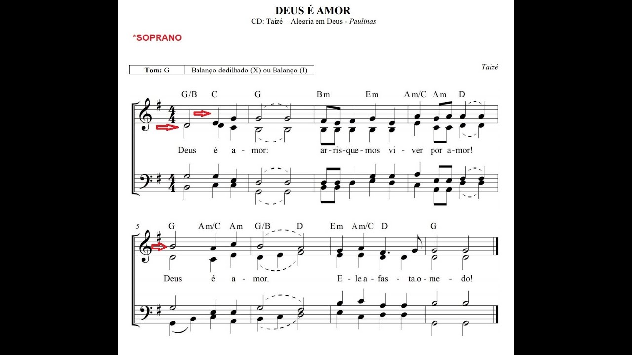 Deus é amor (Taizé) - SOPRANO  /  *Cifras na Descrição