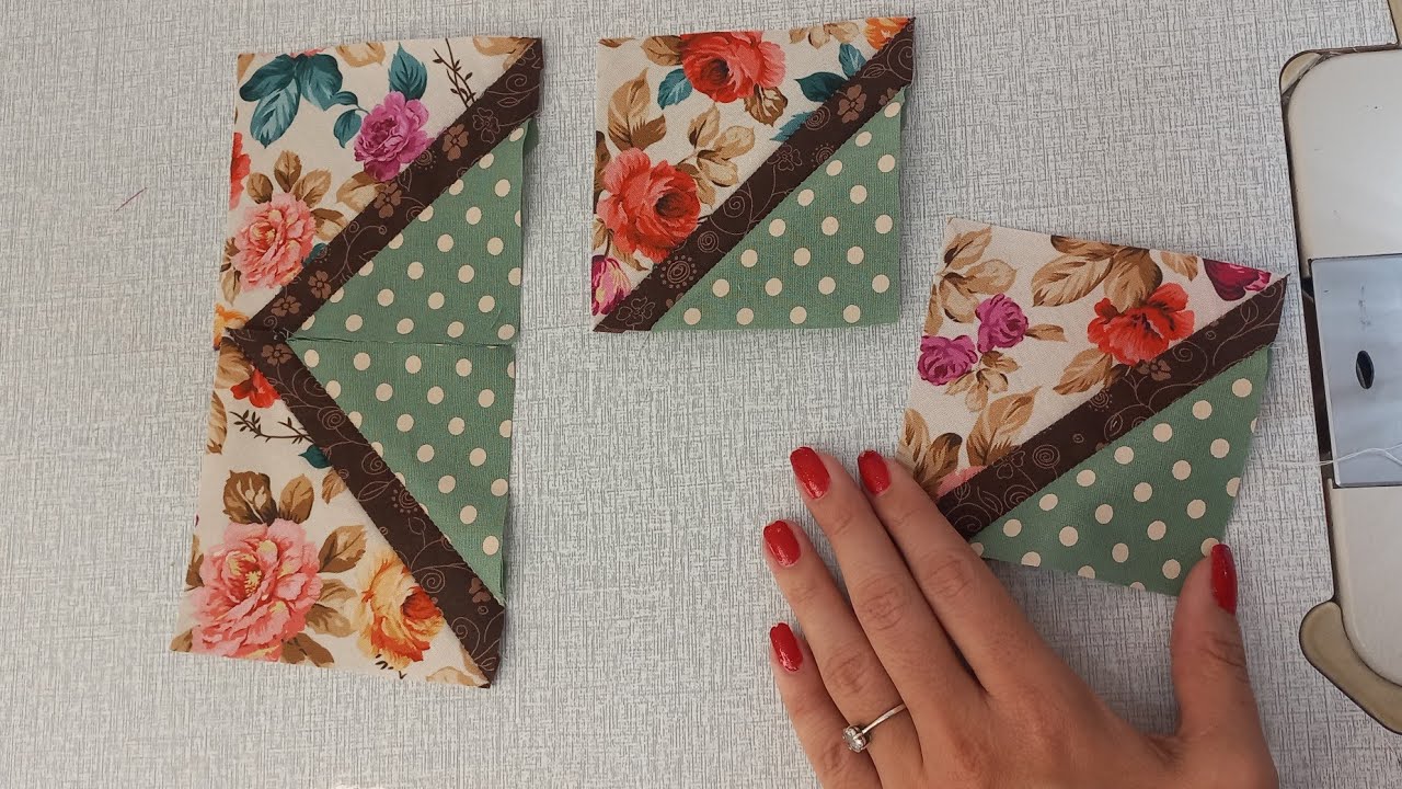 Quadrado F&aacute;cil 🌿🌹Patchwork para iniciantes / Um M&eacute;todo Simples e R&aacute;pido #bloco