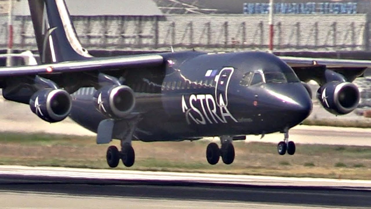 Astra Airlines BAe 146-300 Landing at Athens Airport 03R | LGAV Ramp Tour Plane Spotting