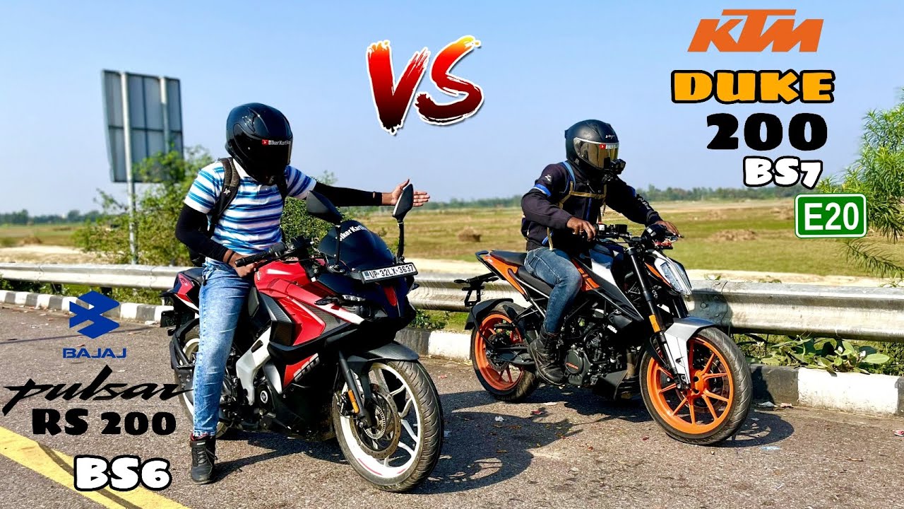 ktm duke 200 bs7 vs Bajaj pulsar rs 200 bs6 | drag race | can rs 200 win ?? 🤔