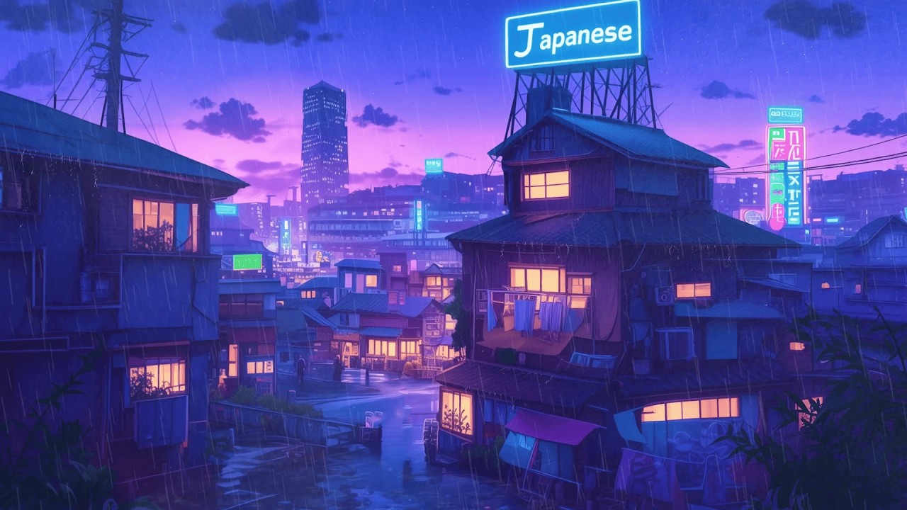 🌙 Night Rain in Old Japan | 80’s & 1990 Lofi for Sleep & Focus | The Japanese Town