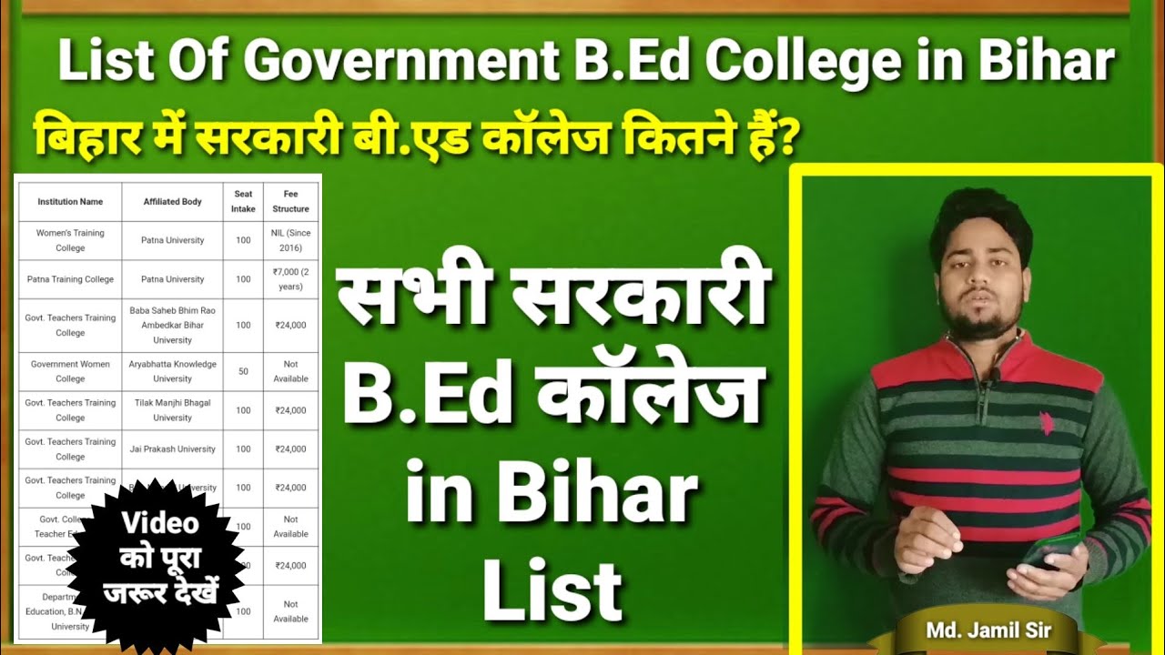 List Of Government B.ed College In Bihar. बिहार में सरकारी बी.एड कॉलेज कितने हैं? Govt. b.ed College